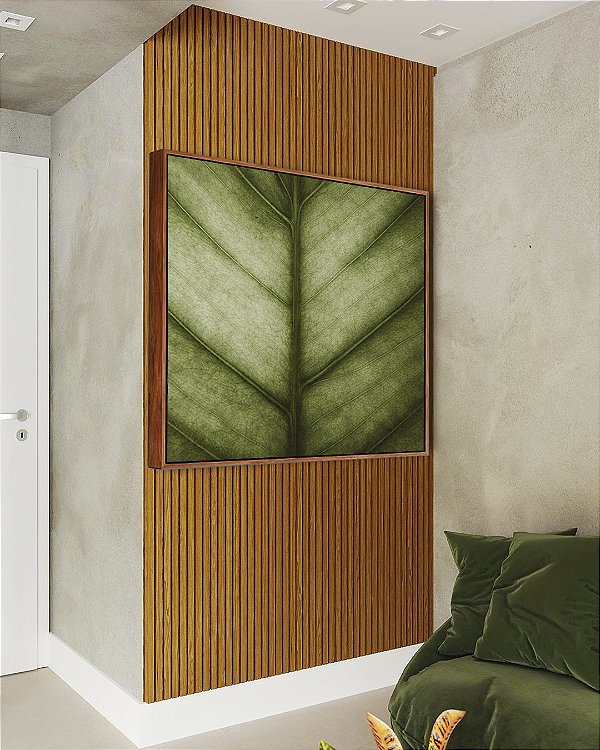 Quadro Quadrado Folha Verde Textura Beleza Natural Folhagem Canvas Moldura