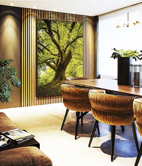 Quadro Vertical Árvores Em Floresta Natureza Folhas Claridade Natureza Canvas Moldura