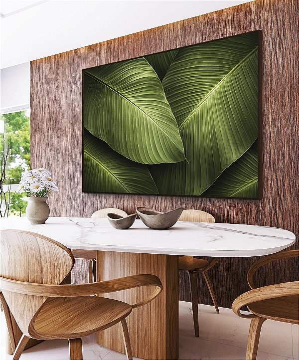 Quadro Horizontal Folhagem Bananeira tropical Verde Natureza Canvas Moldura