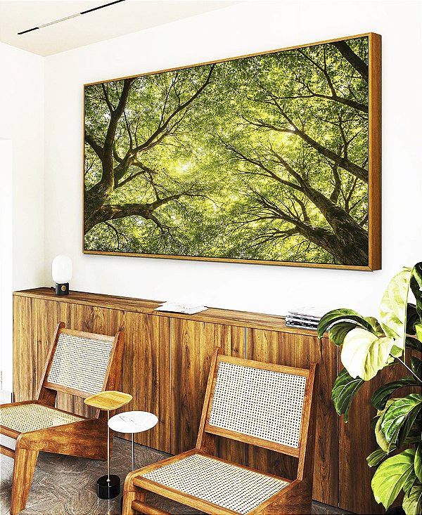 Quadro Horizontal Paisagem Céu Árvores Folhas Galhos Equilibrados Natureza Canvas Moldura