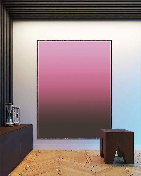Quadro Vertical Abstrato Degrade Rosa Vibrante cinza Canvas Moldura