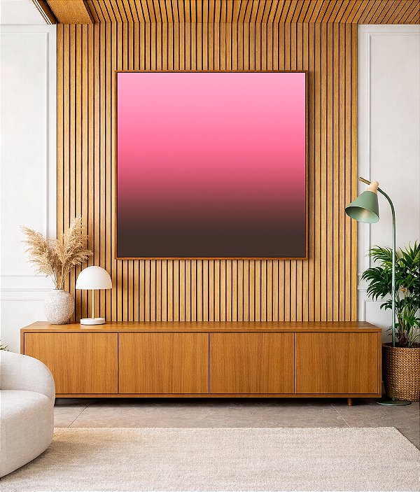 Quadro Quadrado Abstrato Degrade Rosa Vibrante cinza Canvas Moldura