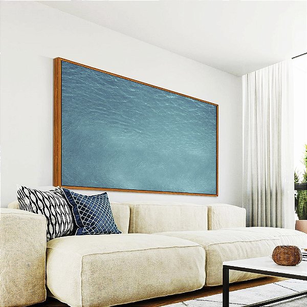 Quadro Horizontal Mar Azul Turquesa Textura Natural Canvas Moldura