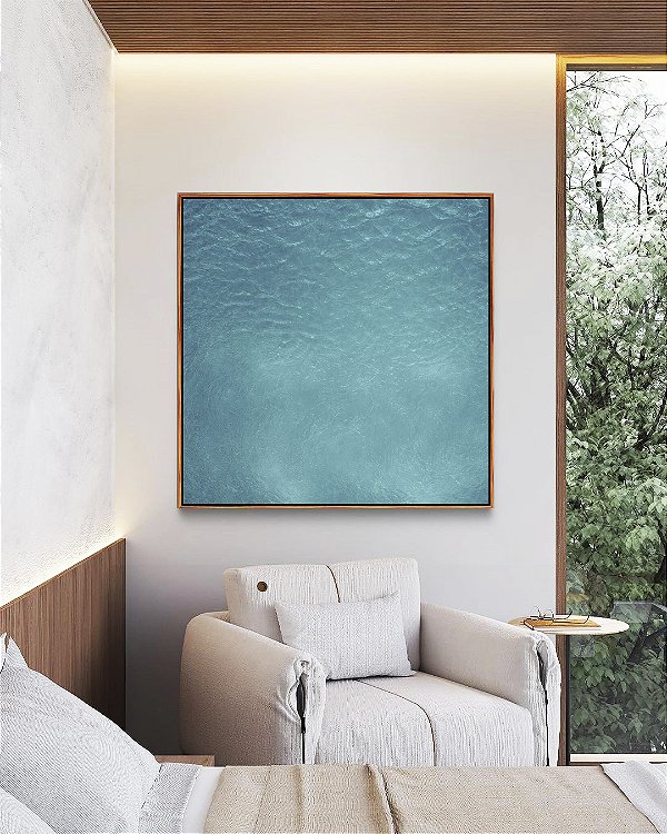 Quadro Quadrado Mar Azul Turquesa Textura Natural Canvas Moldura