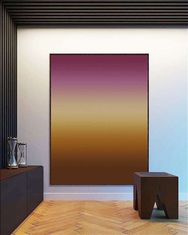 Quadro Vertical Abstrato Degradê Vinho Marsala Marfim Marrom Cobre Canvas Moldura