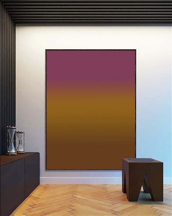 Quadro Vertical Abstrato Degradê Rosa Vinho Marrom Caramelo Canvas Moldura