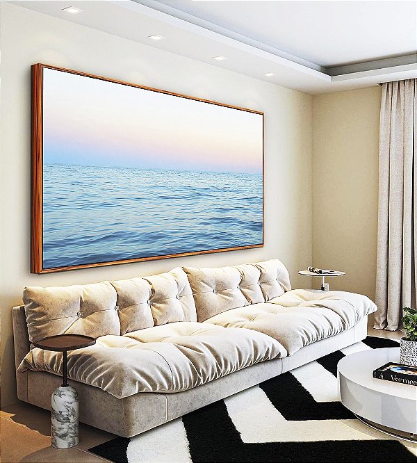 Quadro Horizontal Céu Claro Mar Azul Calmo Natureza Canvas Moldura