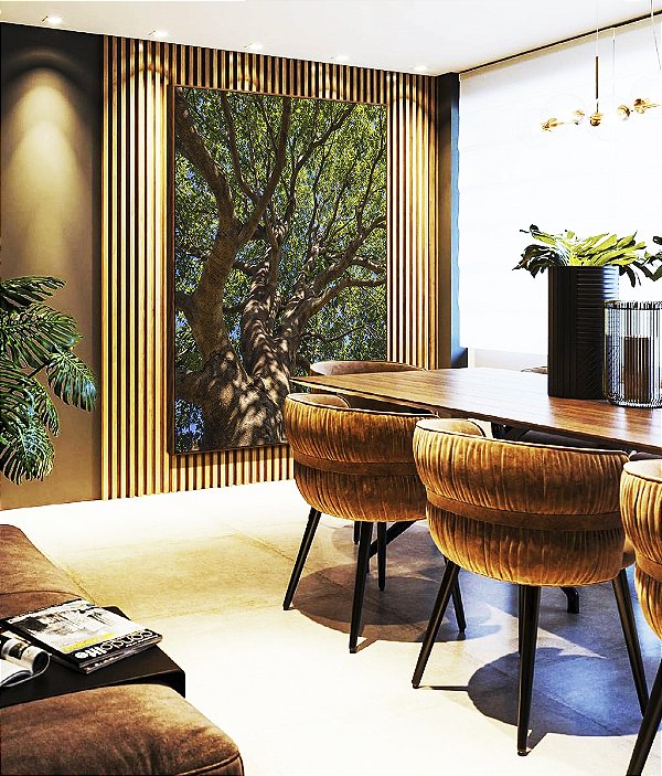 Quadro Vertical Copa de Arvore Folhas Verdes Céu Azul Natureza Canvas Moldura