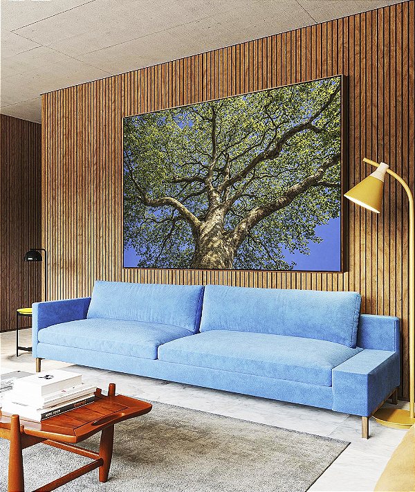 Quadro Horizontal Árvore Frondosa Folhas Verdes Contra Céu Azul Canvas Moldura