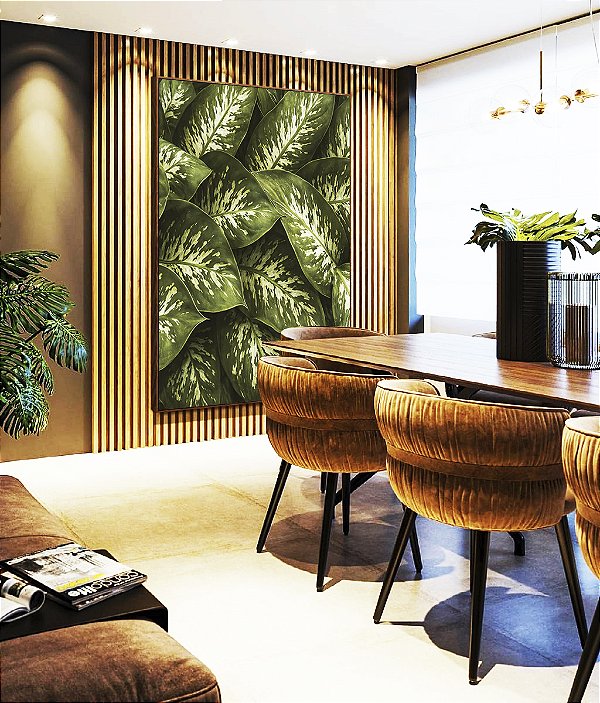 Quadro Vertical Planta Comigo-Ninguém-Pode Folhagem Natureza Paisagem Canvas Moldura