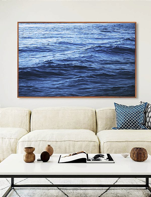 Quadro Horizontal Mar Ondulado Azul Intenso Natureza Canvas Moldura