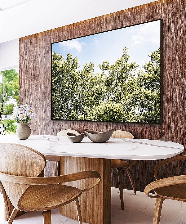 Quadro Horizontal Árvores Folhagem Verde Céu Claro Nuvens Natureza Paisagem Canvas Moldura