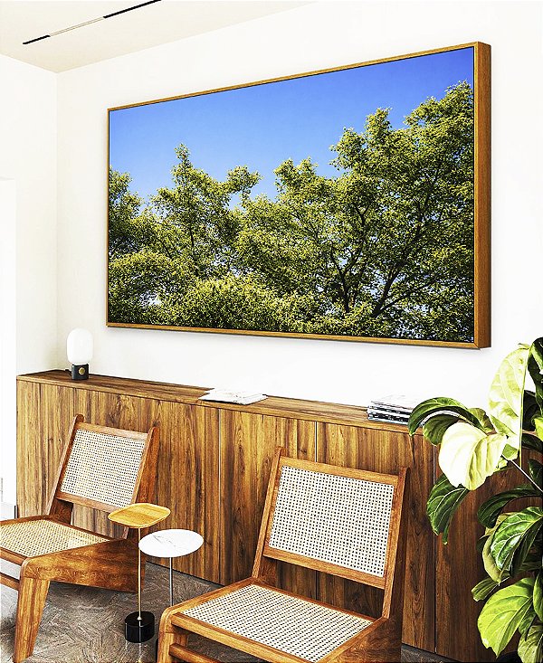 Quadro Horizontal Árvores Folhagem Verde Céu Claro Limpo Natureza Paisagem Canvas Moldura