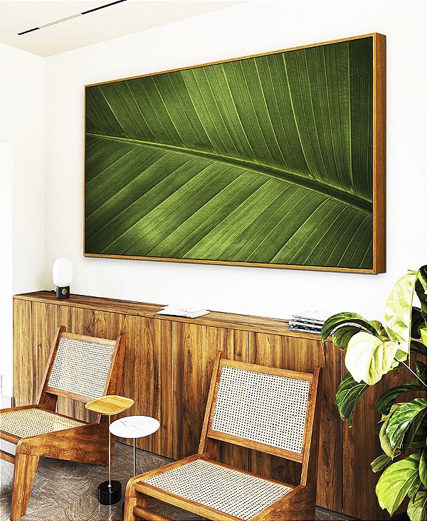 Quadro Horizontal Folha Verde Intenso Textura Natureza Paisagem Canvas Moldura