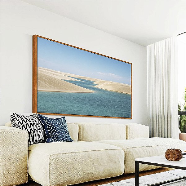 Quadro Horizontal Dunas Praia Mar Água Turquesa Céu Azul Claro Natureza Canvas Moldura