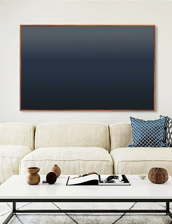 Quadro Horizontal Abstrato Degradê Azul Marinho Escuro Canvas Moldura