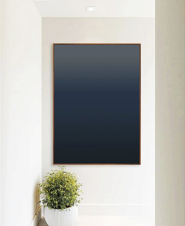 Quadro Vertical Abstrato Degradê Azul Marinho Escuro Canvas Moldura