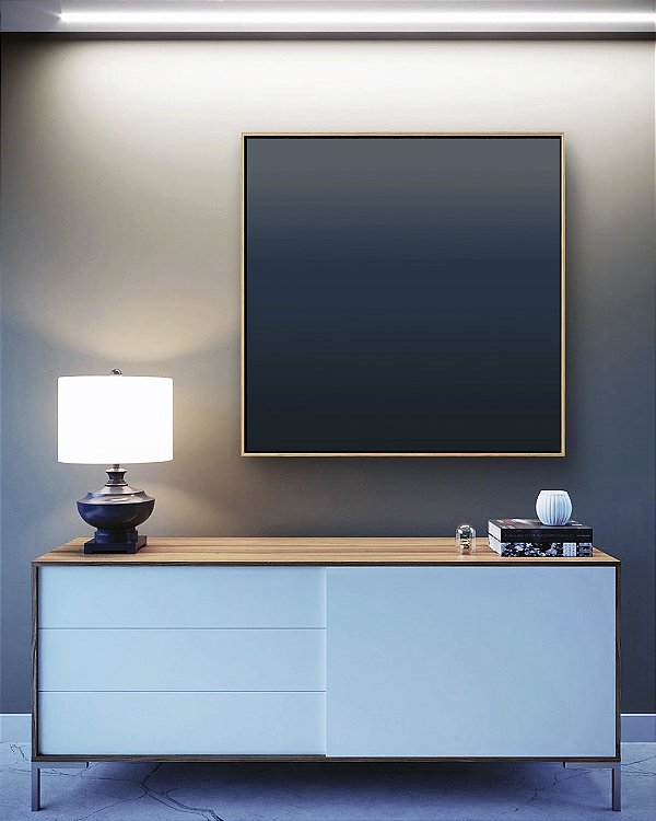 Quadro Quadrado Abstrato Degradê Azul Marinho Escuro Canvas Moldura