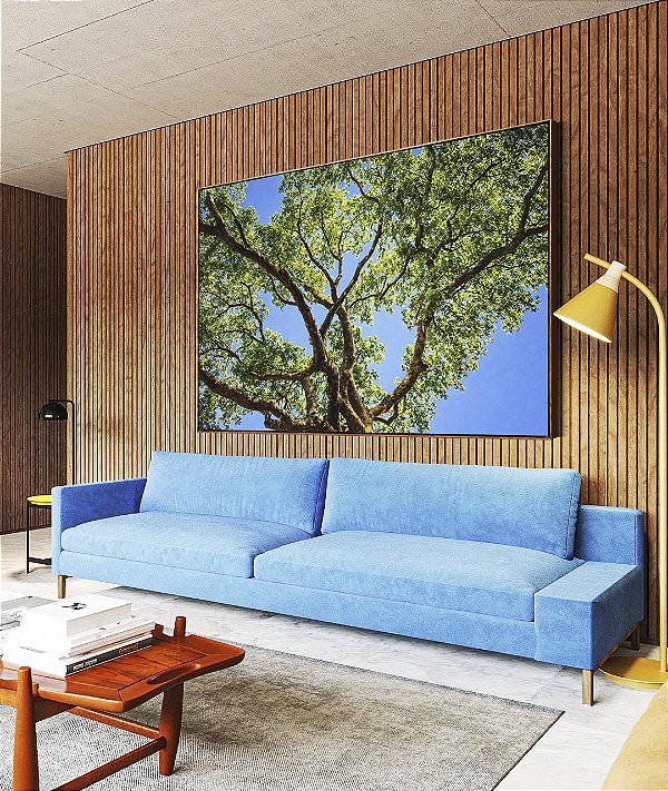 Quadro Horizontal Copa de Árvore Folhas Verdes Céu Azul Vivo Natureza Canvas Moldura