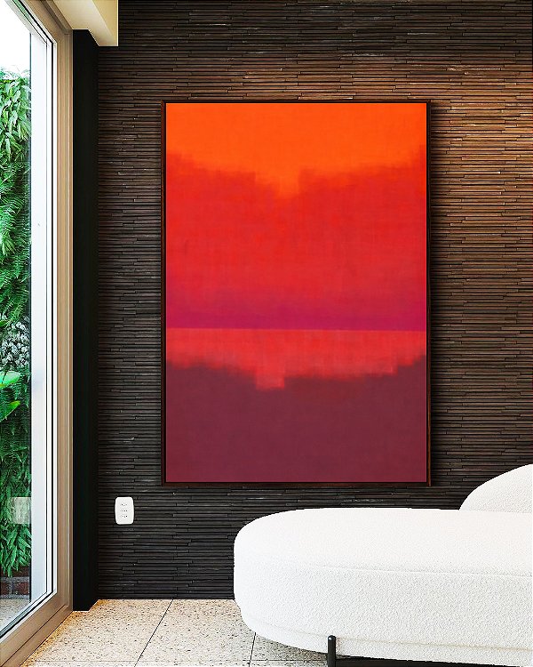 Quadro Vertical Abstrato Cores Vermelho Magenta Arte Canvas Moldura