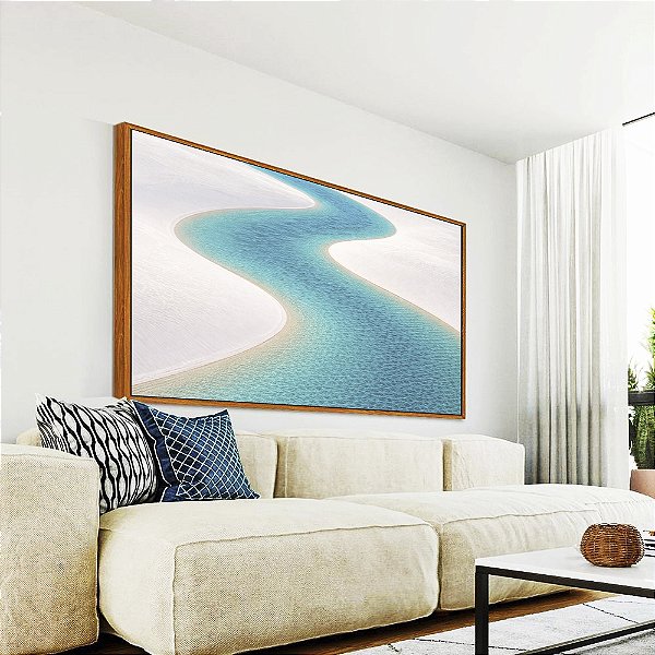 Quadro Horizontal Praia Dunas Areia Branca Água Turquesa Canvas Moldura