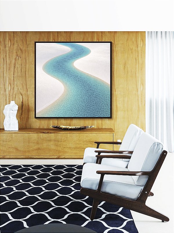 Quadro Quadrado Praia Dunas Areia Branca Água Turquesa Canvas Moldura