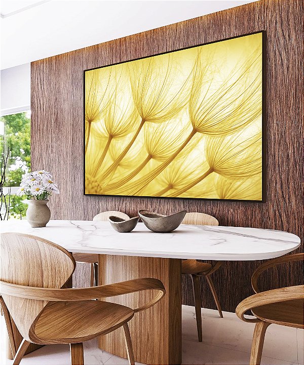 Quadro Horizontal Dente de Leão Planta Flor Reflexos do Sol Natureza Paisagem Canvas Moldura