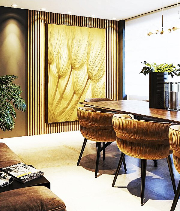 Quadro Vertical Dente de Leão Planta Flor Reflexos do Sol Natureza Paisagem Canvas Moldura