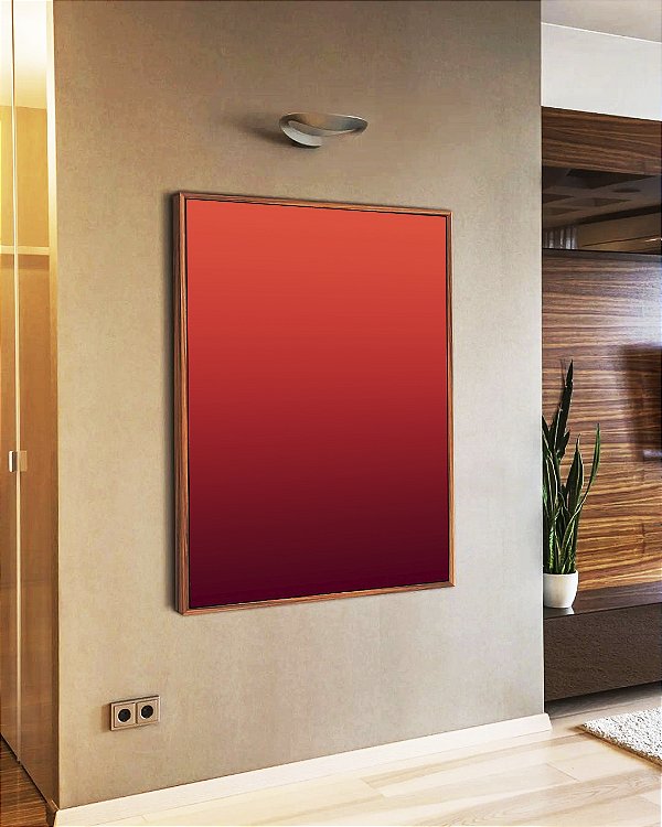 Quadro Vertical Abstrato Degradê Vinho Vermelho Tijolo Canvas Moldura