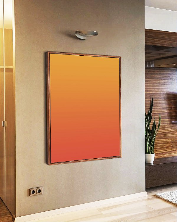 Quadro Vertical Abstrato Degradê Coral Laranja Tangerina Canvas Moldura