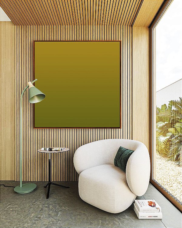 Quadro Quadrado Abstrato Degradê Amarelo Mostarda Verde Oliva Canvas Moldura