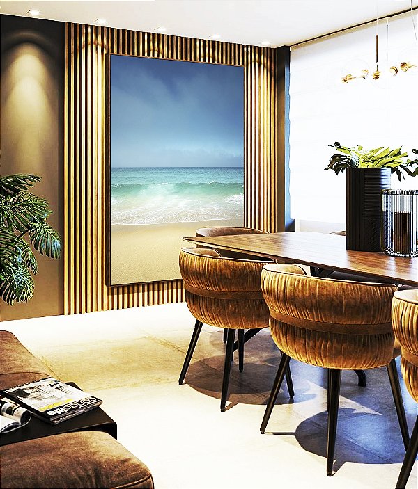 Quadro Vertical Praia Mar Azul Turquesa Areia Clara Paisagem Natureza Canvas Moldura