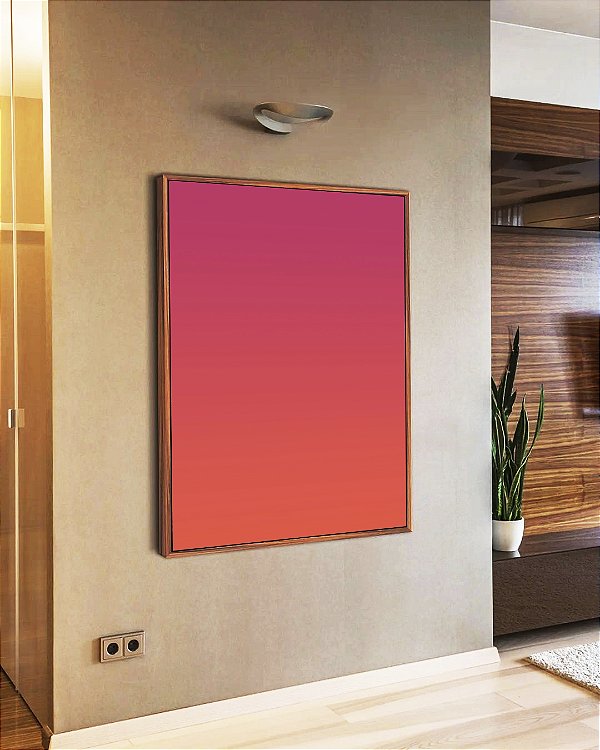 Quadro Vertical Abstrato Degradê Rosa Produndo Laranja Canvas Moldura