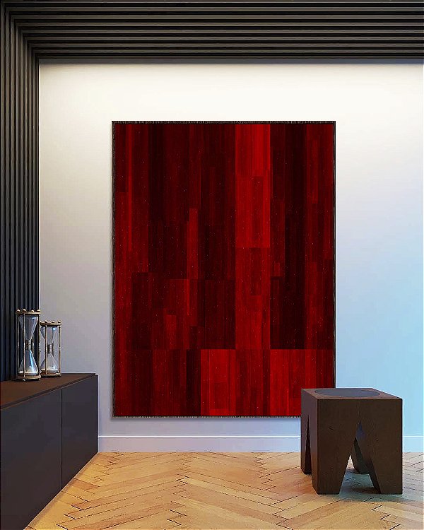 Quadro Vertical Abstrato Tons de Vermelho Carmim Bordô Canvas Moldura