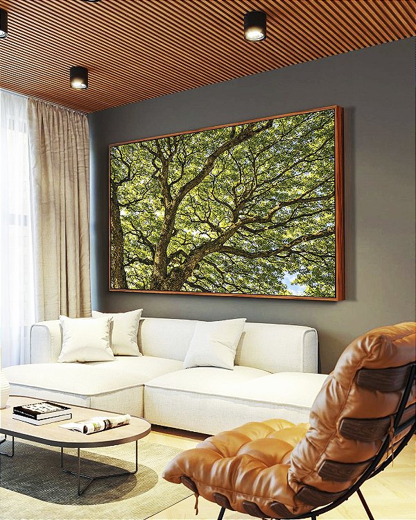 Quadro Horizontal Copa das Árvores Galhos Luz Natural Paisagem Canvas Moldura