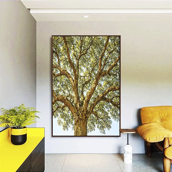 Quadro Vertical Paisagem Copa de Árvore iluminada Natureza Canvas Moldura