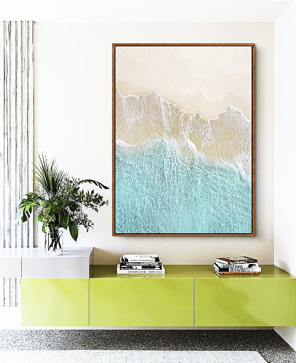 Quadro Vertical Praia Paradisíaca Mar Turquesa Cristalino Natureza Canvas Moldura