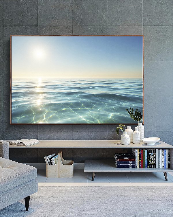 Quadro Horizontal Mar Cristalino Azul Turquesa Sol Céu Claro Canvas Moldura