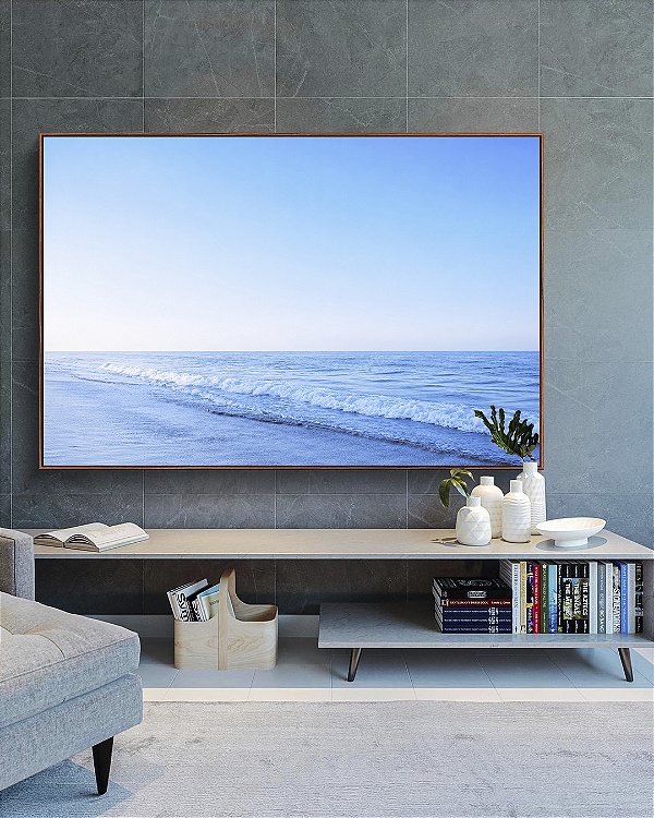 Quadro Horizontal Mar Azul Claro Ondas Suaves Céu Limpo Natureza Canvas Moldura