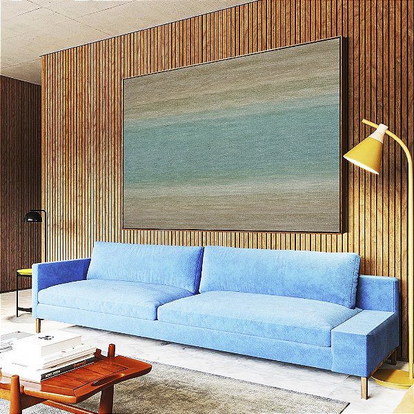 Quadro Horizontal Abstrato Textura Azul Turquesa Areia Bege Marrom Canvas Moldura