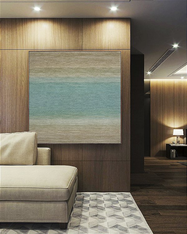 Quadro Quadrado Abstrato Textura Azul Turquesa Areia Bege Marrom Canvas Moldura