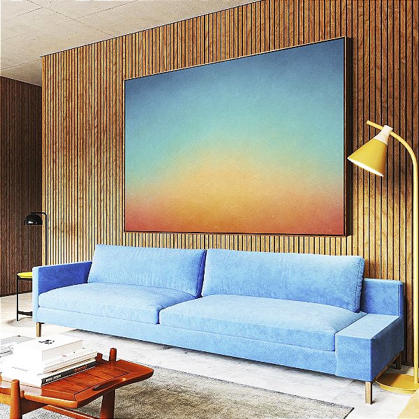 Quadro Horizontal Abstrato Degradê Textura Azul Turquesa Coral Canvas Moldura