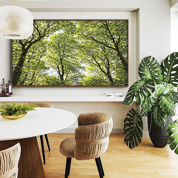 Quadro Horizontal Copa de Árvores Verde Vibrante Céu Claro Natureza Canvas Moldura