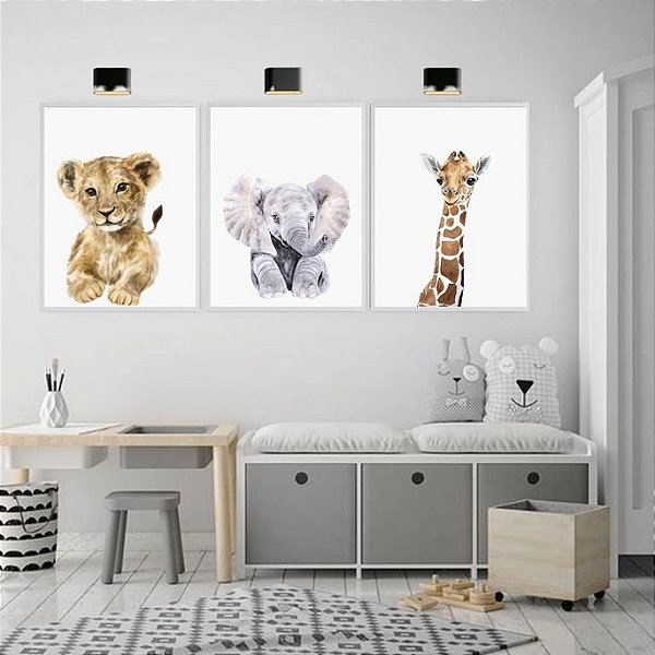 kit 3 quadros safari