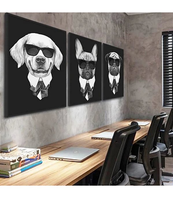 kit 3 quadros cachorros descolados
