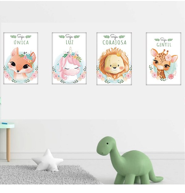 kit 3 quadros safari menina