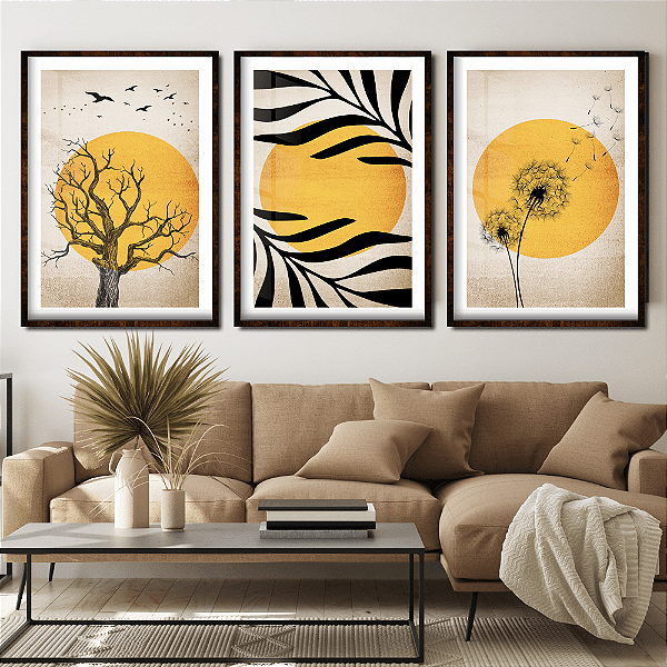 kit 3 quadros abstrato