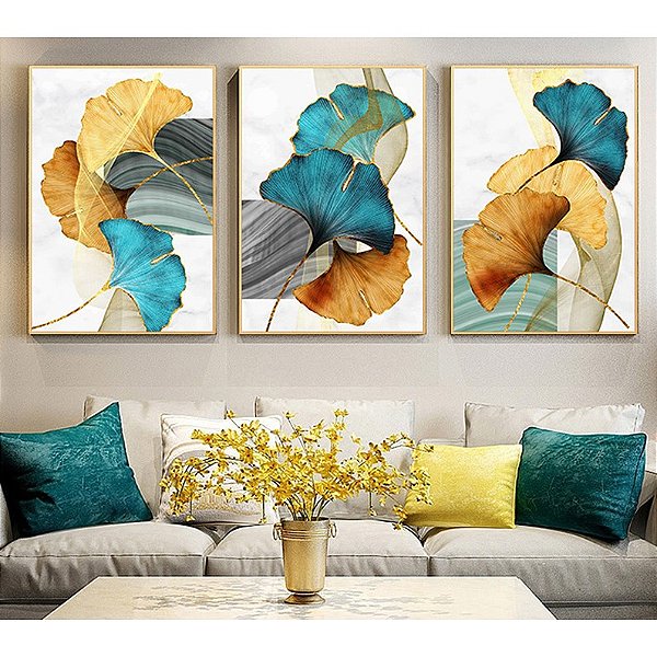 kit 3 quadros abstrato