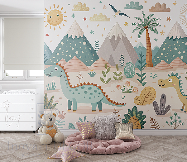 Papel de Parede Dinossauro Autocolante | Quarto Infantil Temático