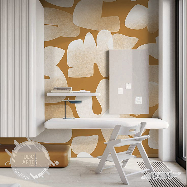 Papel de Parede Adesivo Abstrato Moderno – Formas Orgânicas em Tons Terrosos e Bege para Decoração Sofisticada decoração sala e quarto